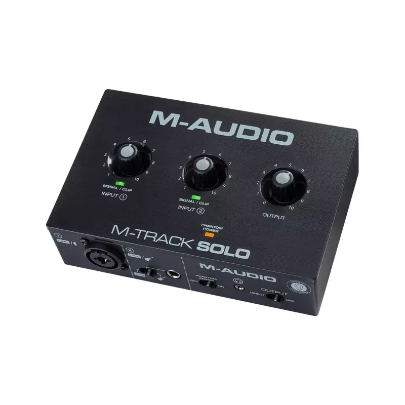 Audio interface M-Audio M-Track Solo — USB 16-bit/48 kHz, 1-in/1-out, XLR/TRS combo & instrument input, 48V phantom, headphone out