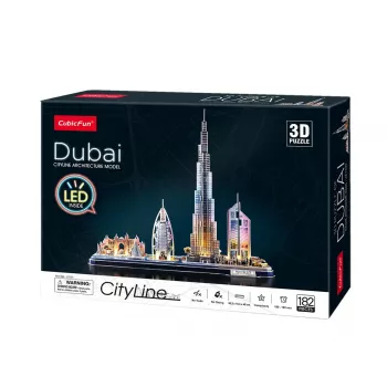 3D Puzzle CubicFun City Line Dubai LED, 182 pieces, 532×48 mm, age 10+