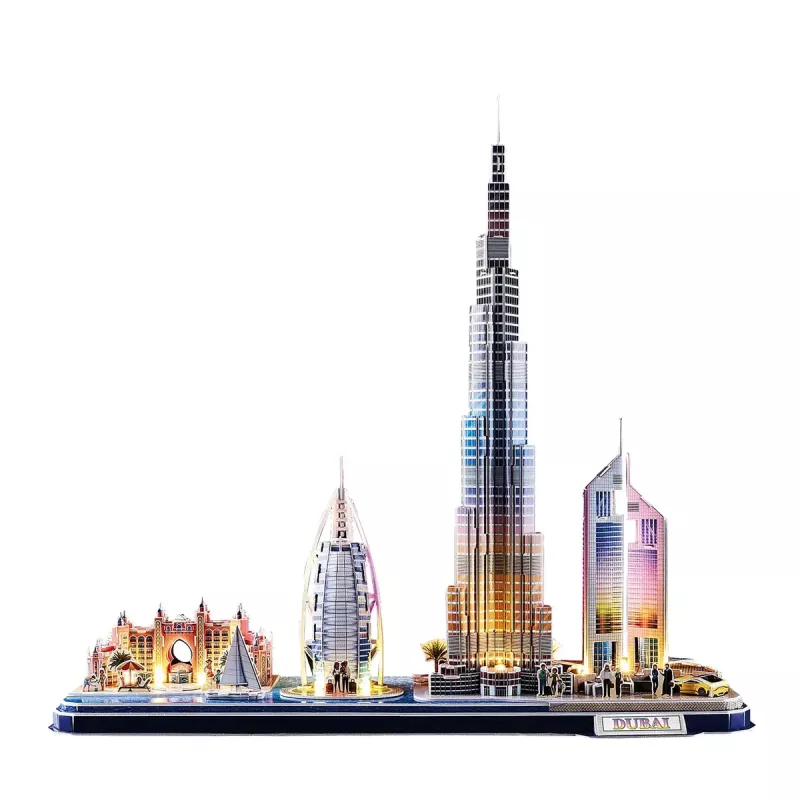 3D Puzzle CubicFun City Line Dubai LED, 182 pieces, 532×48 mm, age 10+