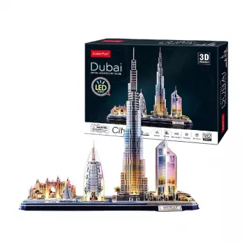 3D Puzzle CubicFun City Line Dubai LED, 182 pieces, 532×48 mm, age 10+
