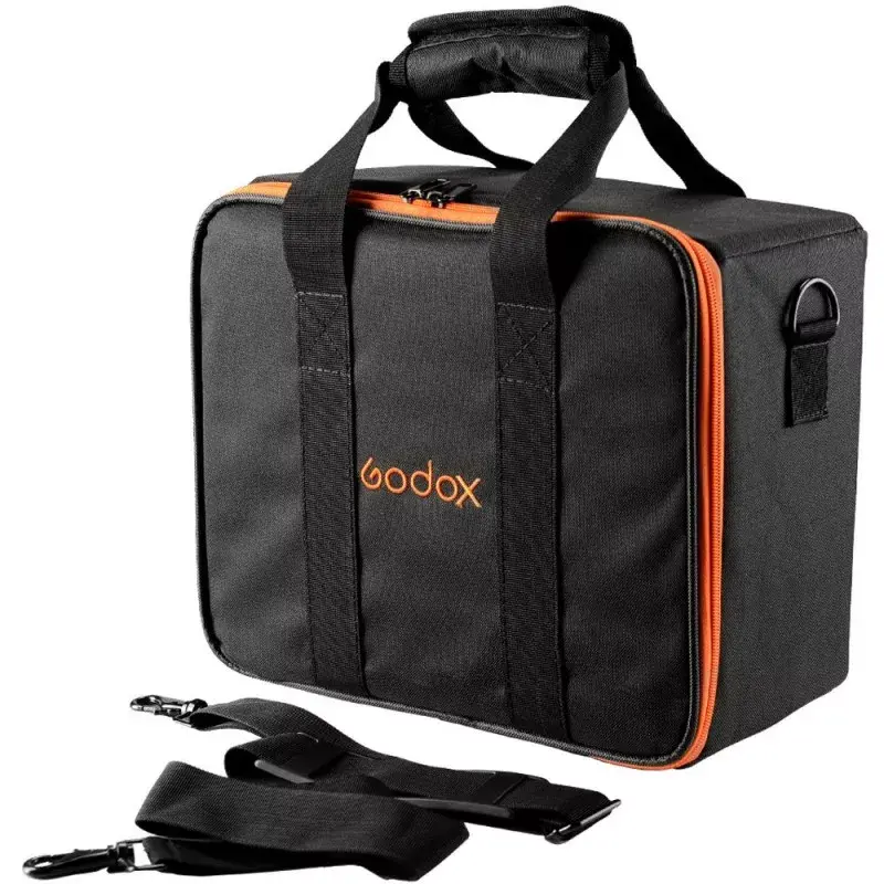 Camera body case Godox CB-12 for AD600Pro, flannel/nylon, black and orange, with shoulder strap