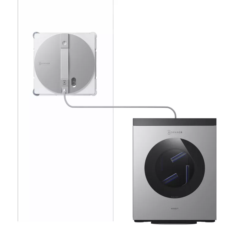 Window cleaning robot Ecovacs WINBOT W3 OMNI, battery 4500 mAh, 270×270×76 mm, silver/white