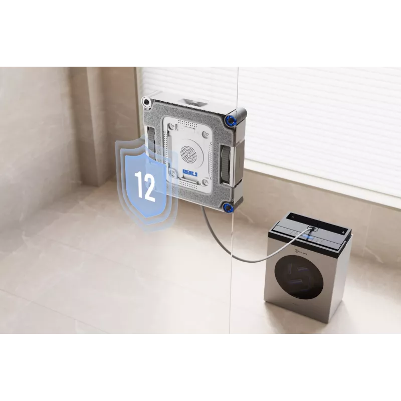 Window cleaning robot Ecovacs WINBOT W3 OMNI, battery 4500 mAh, 270×270×76 mm, silver/white