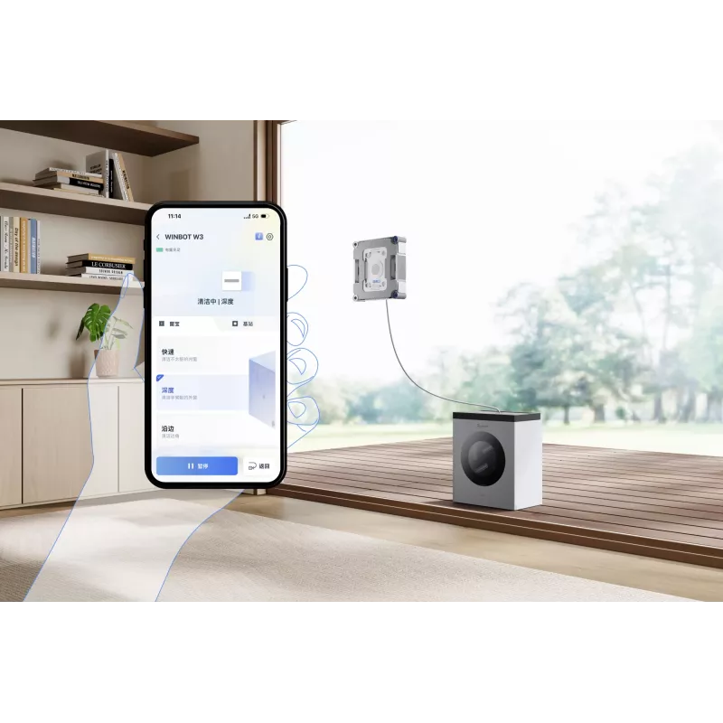 Window cleaning robot Ecovacs WINBOT W3 OMNI, battery 4500 mAh, 270×270×76 mm, silver/white