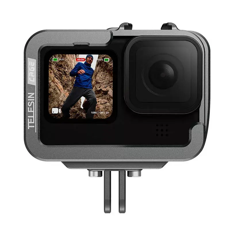 Aluminum Camera Cage Telesin GP-FMS-G11-TZ for GoPro Hero 12/11/10/9 with Vertical Adapter