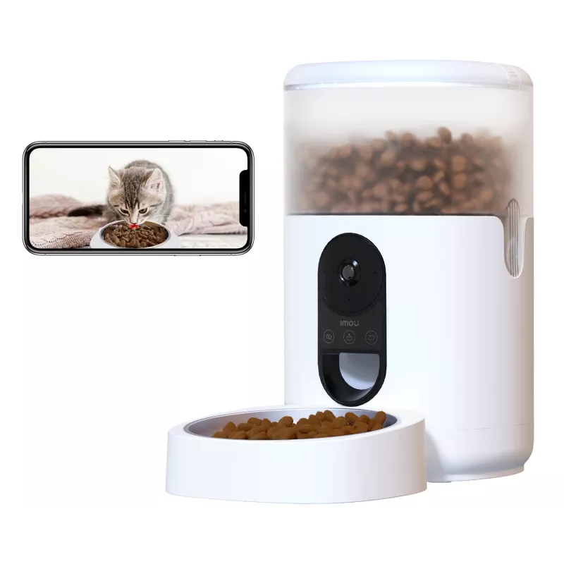 Automatic Pet Feeder IMOU PF1 — 4 L Stainless Steel Hopper, Wi‑Fi 4, Battery/DC Power, 1 Bowl