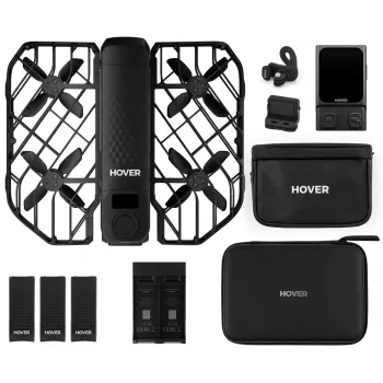 Mini-drone HOVERAir X1 Pro — 4-rotor, 12 MP camera, 4K video, 1000 m range, 1920 mAh battery, 32 GB internal, Black