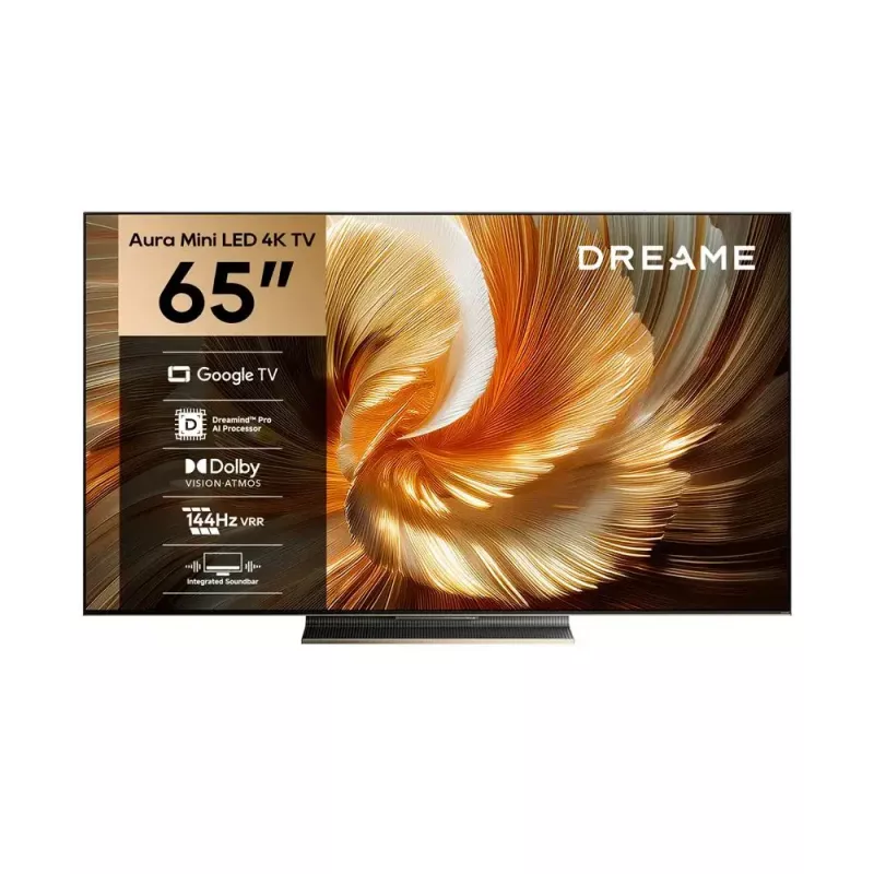 Smart TV Dreame Aura S100 65 inch TV, QLED+ (Mini Led), 4K UHD, Google TV, 144Hz, AI processor, integrated soundbar, black