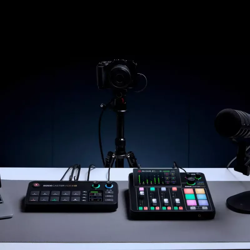 Multi-channel podcast and livestream production console Rode RodeCaster Video S RCVS-E — touchscreen, Wi‑Fi, Bluetooth 5.3, 5x USB-C, 3x HDMI in, 1x HDMI out, microSD