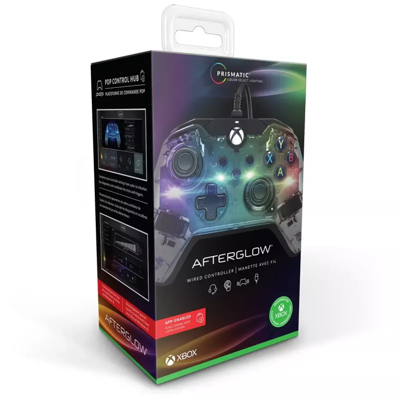 Gamepad PDP Afterglow Black Blue Transparent USB Xbox One Series X S Wired 2.4m