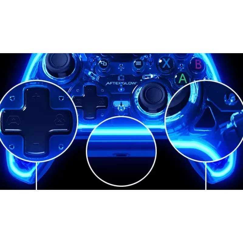 Gamepad PDP Afterglow Black Blue Transparent USB Xbox One Series X S Wired 2.4m