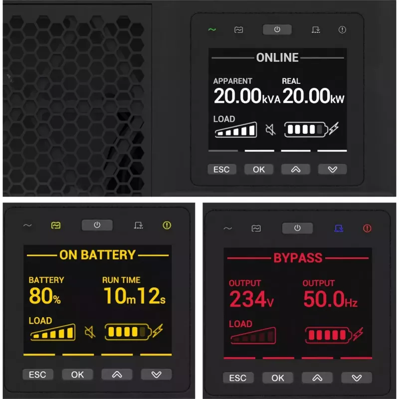 APC Smart-UPS On-Line, 15kVA/15kW, Rack/Tower, 230V/380V...415V, Hard wire 5-wire(3P+N+E)+3-wire(1P+N+E), Network Card, W/O rail kit