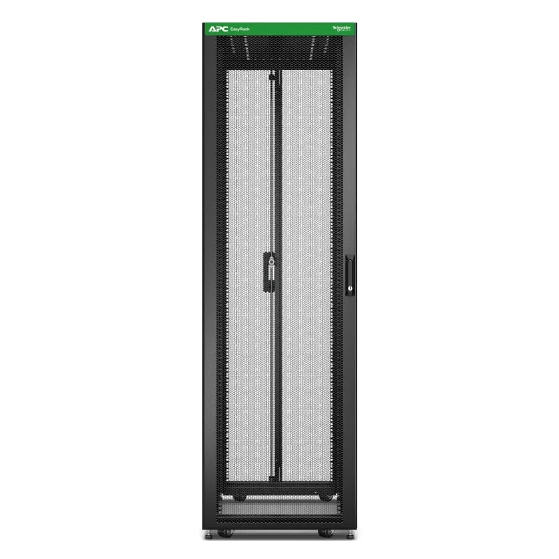 APC Easy Rack, 42U, Black, With Roof, Castors, Feet, 4 Brackets, and Side Panels, No Bottom, 1991H x 600W x 800D mm
