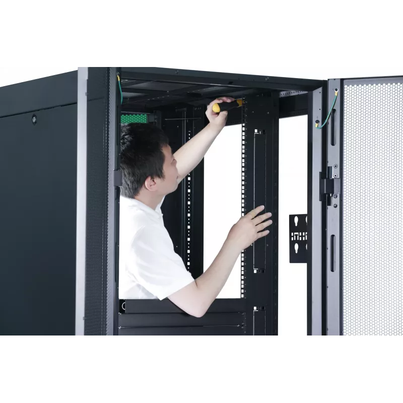 APC Easy Rack, 42U, Black, With Roof, Castors, Feet, 4 Brackets, and Side Panels, No Bottom, 1991H x 600W x 800D mm