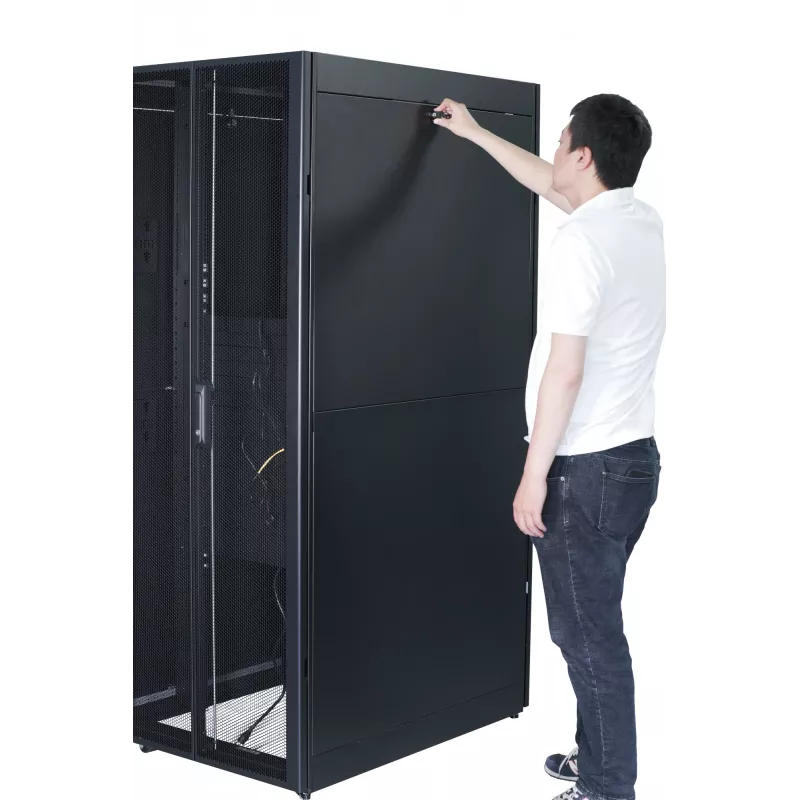 APC Easy Rack, 42U, Black, With Roof, Castors, Feet, 4 Brackets, and Side Panels, No Bottom, 1991H x 600W x 800D mm