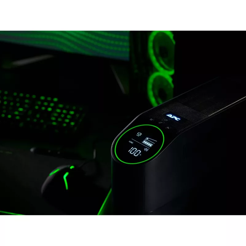 APC Back-UPS Pro for Gaming, 2200VA/1320W, Tower, 230V, 2x UK and 2x IEC C13 outlets, RGB Lights, Pure Sine Wave, Midnight (Black)