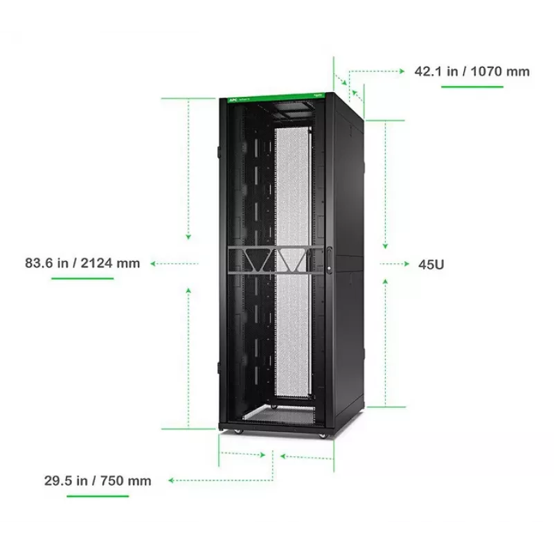 APC NetShelter SX Server Rack Gen 2, 45U, 2124H x 750W x 1070D mm, with Sides, Black