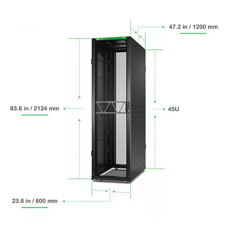 APC NetShelter SX Server Rack Gen 2, 45U, 2124H x 600W x 1200D mm, with Sides, Black