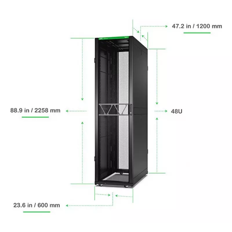 APC NetShelter SX Server Rack Gen 2, 48U, 2258H x 600W x 1200D mm, with Sides, Black