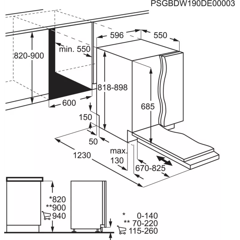 Built-in dishwasher Electrolux EEM69410W — 15 place settings, 42 dB, Full size 60 cm, AirDry
