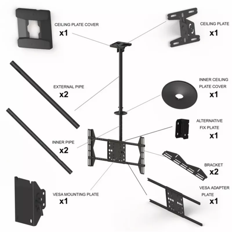 Ceiling Mount Multibrackets M Public Large Single Black 3000