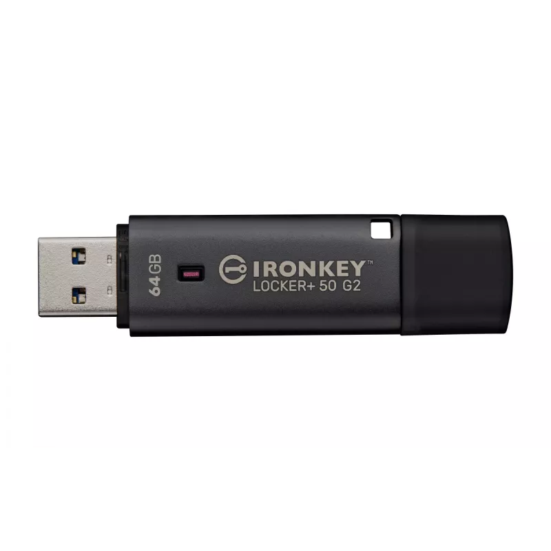 USB flash drive KINGSTON IronKey Locker Plus 50 G2 64GB, USB Type-A, USB 3.2 Gen 1, AES-256, FIPS 197