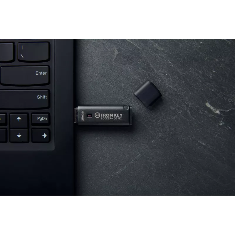 USB Flash Drive KINGSTON IronKey Locker Plus 50 G2 256 GB, USB Type-A, USB 3.2 Gen 1, AES-256, FIPS 197