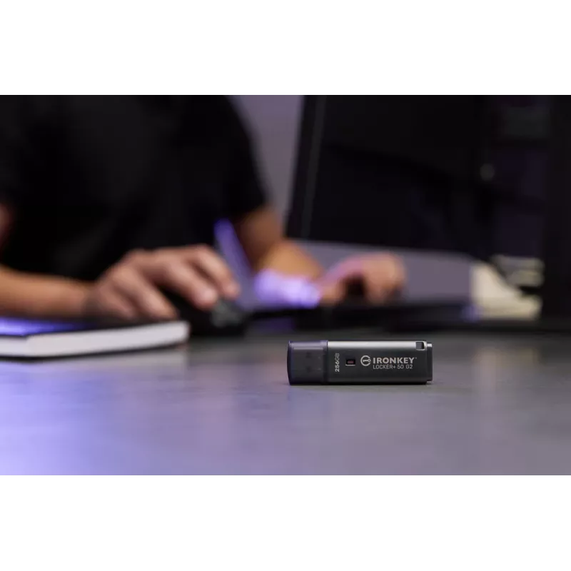 USB Flash Drive KINGSTON IronKey Locker Plus 50 G2 256 GB, USB Type-A, USB 3.2 Gen 1, AES-256, FIPS 197