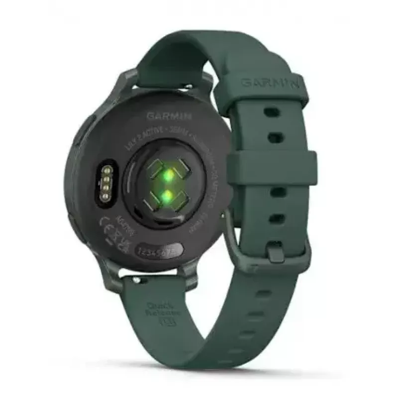 Smartwatch GARMIN Lily 2 Active Green — 38 mm aluminium case, silicone band, GPS, SpO2, 5 ATM, battery 9 days