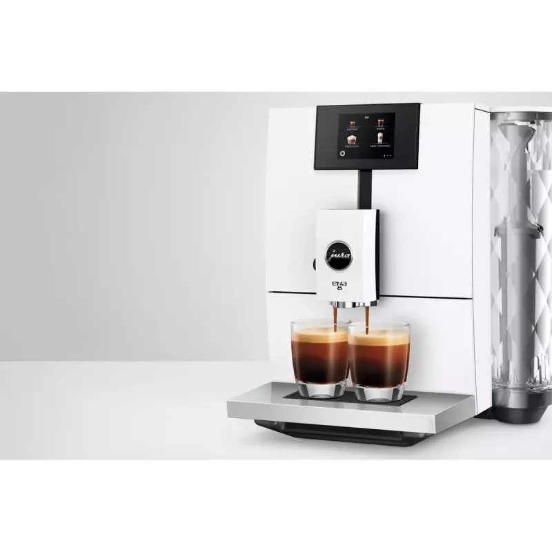 Espresso machine JURA ENA 8 (EC) — fully automatic, 1.1 L water tank, 125 g bean hopper, 15 programs, 15 bar, thermoblock, Wi‑Fi, white