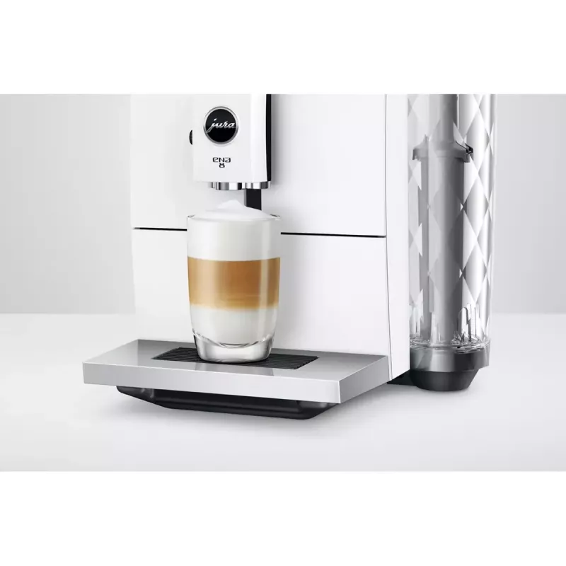 Espresso machine JURA ENA 8 (EC) — fully automatic, 1.1 L water tank, 125 g bean hopper, 15 programs, 15 bar, thermoblock, Wi‑Fi, white