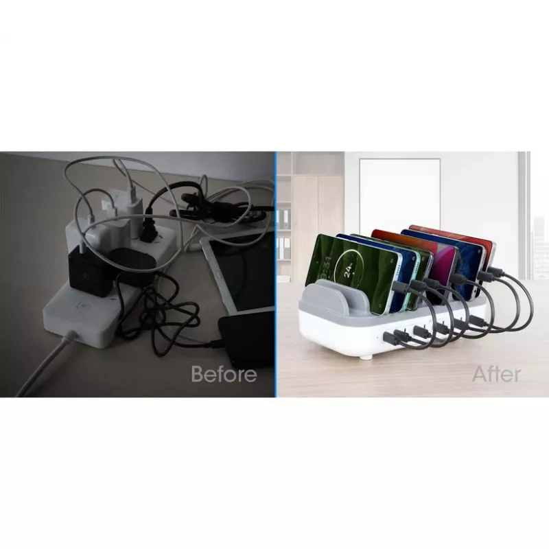 Manhattan 10-port USB-C Charging Station, USB-C Output: 10x 20W, Max 200W, Mains AC power (inc US/EU/UK adapters)