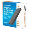 Manhattan 4K 4-Port HDMI Multiviewer Switch, Switch with Four Inputs on One Display, 4k@30Hz, Multiple Viewing Options Including Picture-in-Picture and Dual/Quad Screen, Push Button or Remote Control, 3.5mm and Toslink Audio, Black, 3 Year Warranty