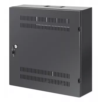 Intellinet Low-Profile 19 inch Wall Mount Cabinet with 4U Horizontal and 2U Vertical Rails Slim, Space-saving Enclosure with Only 170 mm (6.7 in.) Depth, Ideal for AV, Multimedia and Surveillance Applications, Assembled, Black RAL 7021