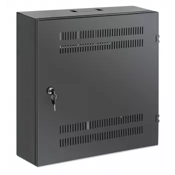 Intellinet Low-Profile 19 inch Wall Mount Cabinet with 4U Horizontal and 2U Vertical Rails Slim, Space-saving Enclosure with Only 170 mm (6.7 in.) Depth, Ideal for AV, Multimedia and Surveillance Applications, Assembled, Black RAL 7021