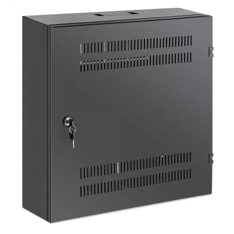 Intellinet Low-Profile 19 inch Wall Mount Cabinet with 4U Horizontal and 2U Vertical Rails Slim, Space-saving Enclosure with Only 170 mm (6.7 in.) Depth, Ideal for AV, Multimedia and Surveillance Applications, Assembled, Black RAL 7021