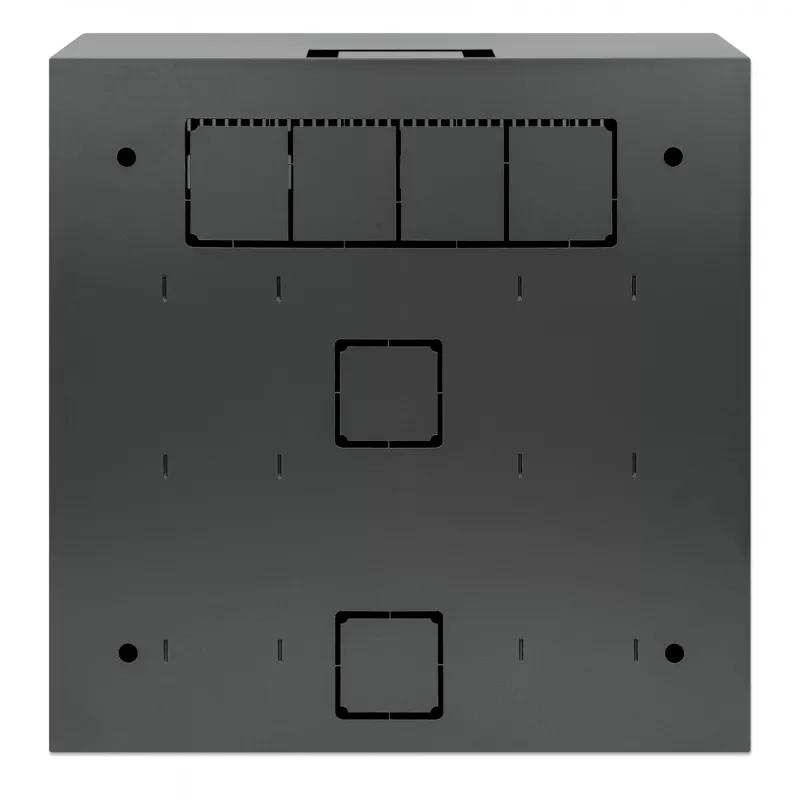 Intellinet Low-Profile 19 inch Wall Mount Cabinet with 4U Horizontal and 2U Vertical Rails Slim, Space-saving Enclosure with Only 170 mm (6.7 in.) Depth, Ideal for AV, Multimedia and Surveillance Applications, Assembled, Black RAL 7021