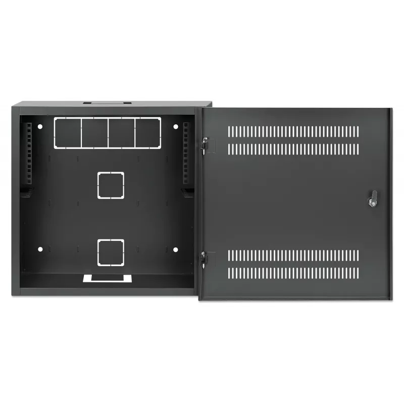 Intellinet Low-Profile 19 inch Wall Mount Cabinet with 4U Horizontal and 2U Vertical Rails Slim, Space-saving Enclosure with Only 170 mm (6.7 in.) Depth, Ideal for AV, Multimedia and Surveillance Applications, Assembled, Black RAL 7021