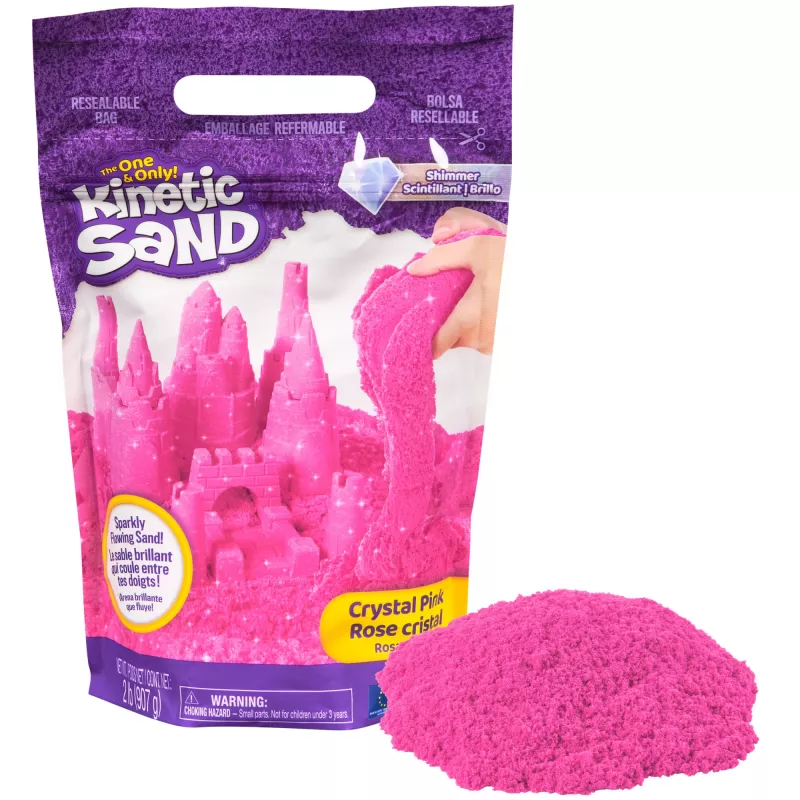 Kinetic Sand , 2lbs Crystal Pink Shimmering Play Sand (Packaging May Vary), Moldable Sensory Toys for Kids Ages 3 and up