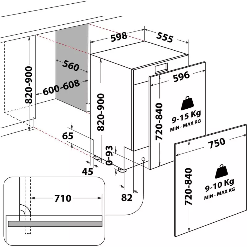 Whirlpool WH8IC15B4M6LHC0 Fully built-in 15 place settings