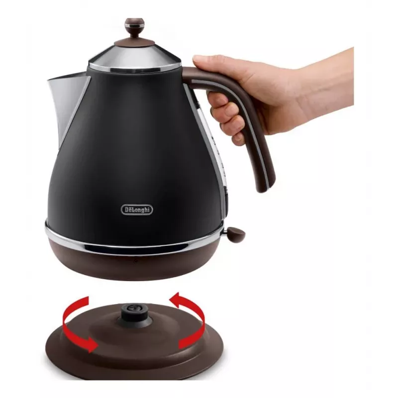 De’Longhi KBOV 2001.BK electric kettle 1.7 L 2000 W Black, Brown