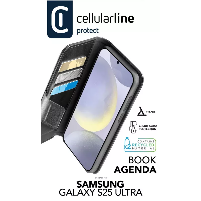 Cellularline Book Agenda - Galaxy S25 Ultra Leather-effect book case with magnetic closure