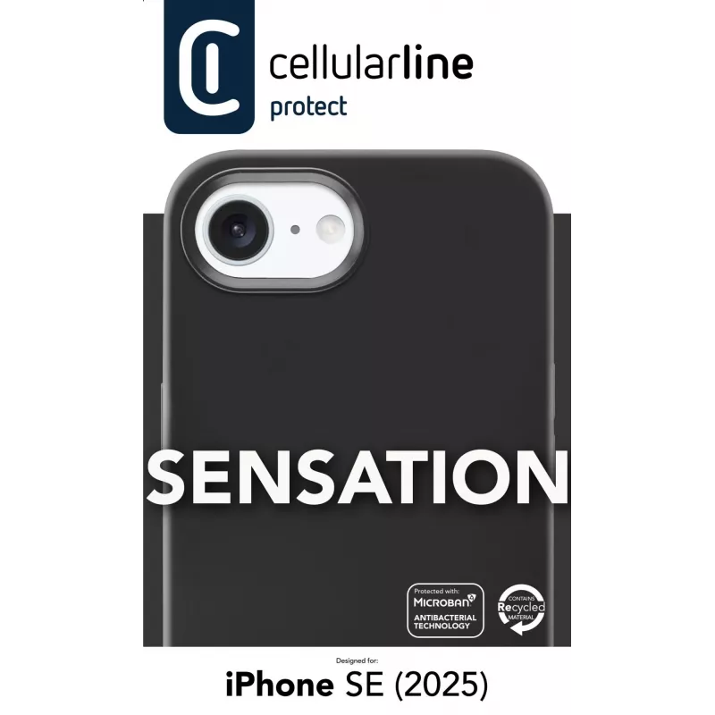 Cellularline Sensation - iPhone 16e/17e Soft-touch silicone case with built-in Microban® antibacterial technology