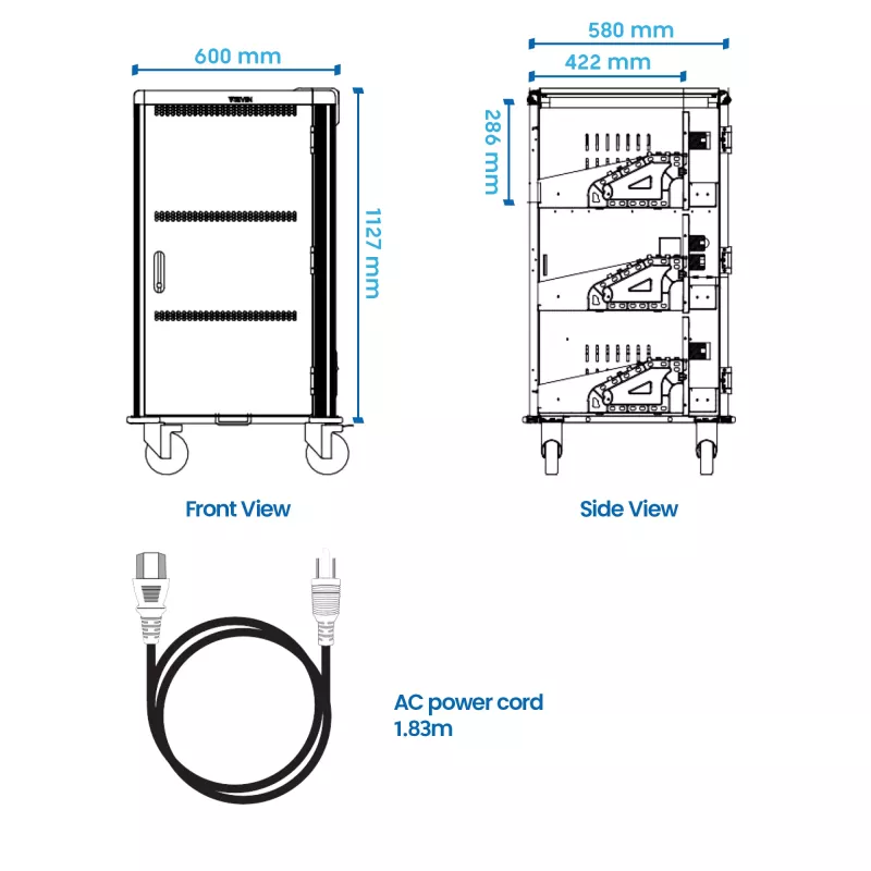 Ewent EW1700 portable device management cart/cabinet Black, Grey