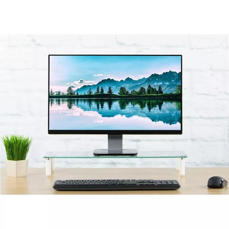 Techly Universal Tabletop Monitor Riser, Freestanding, 20 kg, 33 cm (13 inch), 81.3 cm (32 inch), Transparent