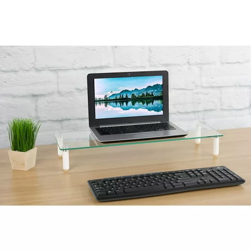 Techly Universal Tabletop Monitor Riser, Freestanding, 20 kg, 33 cm (13 inch), 81.3 cm (32 inch), Transparent