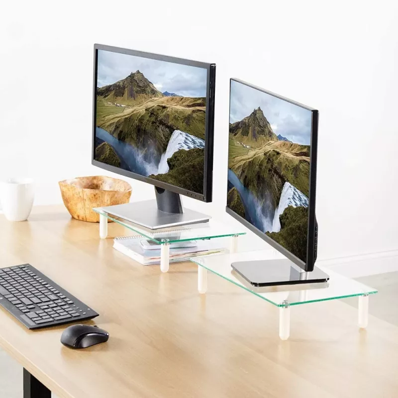 Techly Universal Tabletop Monitor Riser, Freestanding, 20 kg, 33 cm (13 inch), 81.3 cm (32 inch), Transparent