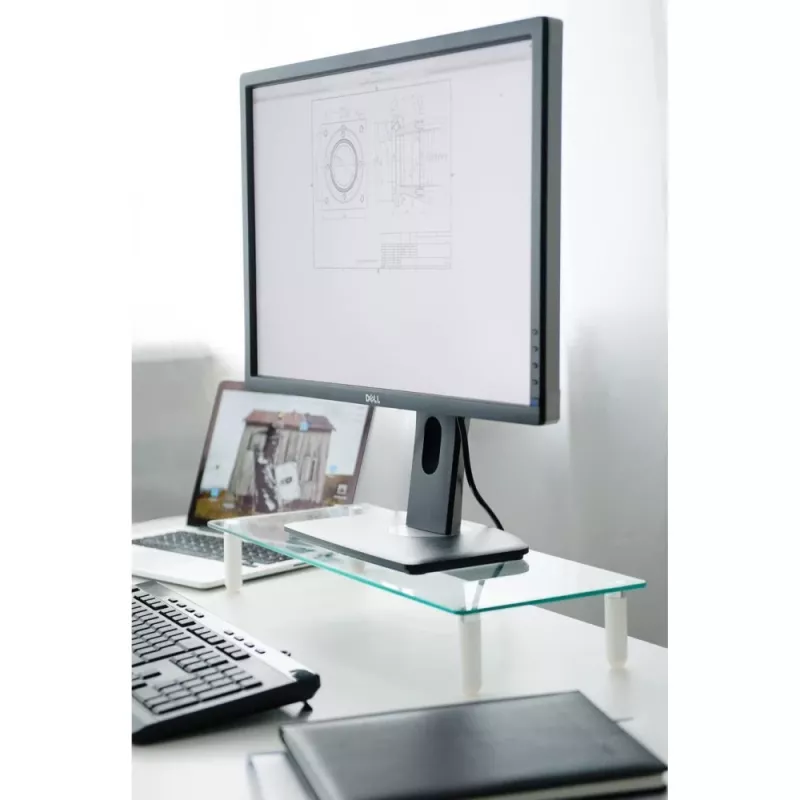 Techly Universal Tabletop Monitor Riser, Freestanding, 20 kg, 33 cm (13 inch), 81.3 cm (32 inch), Transparent
