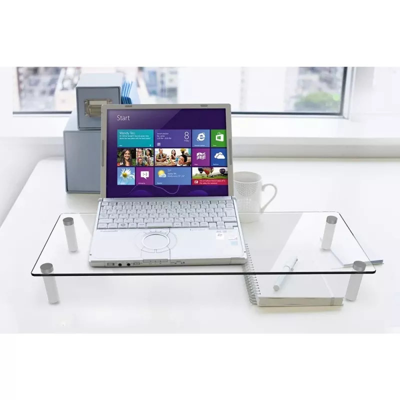 Techly Universal Tabletop Monitor Riser, Freestanding, 20 kg, 33 cm (13 inch), 81.3 cm (32 inch), Transparent
