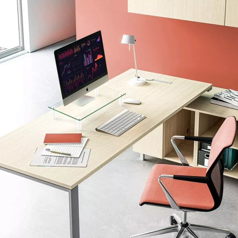 Techly Universal Tabletop Monitor Riser, Freestanding, 20 kg, 33 cm (13 inch), 81.3 cm (32 inch), Transparent